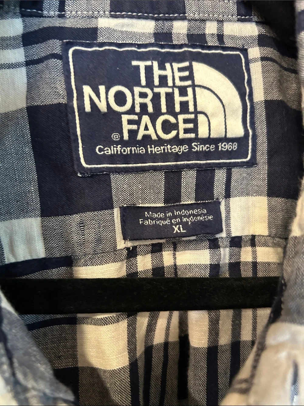 The North Face Navy and White Plaid Button-Down Shirt